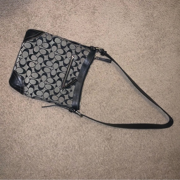 Black and Gray Coach Shoulder Purse - Picture 7 of 8
